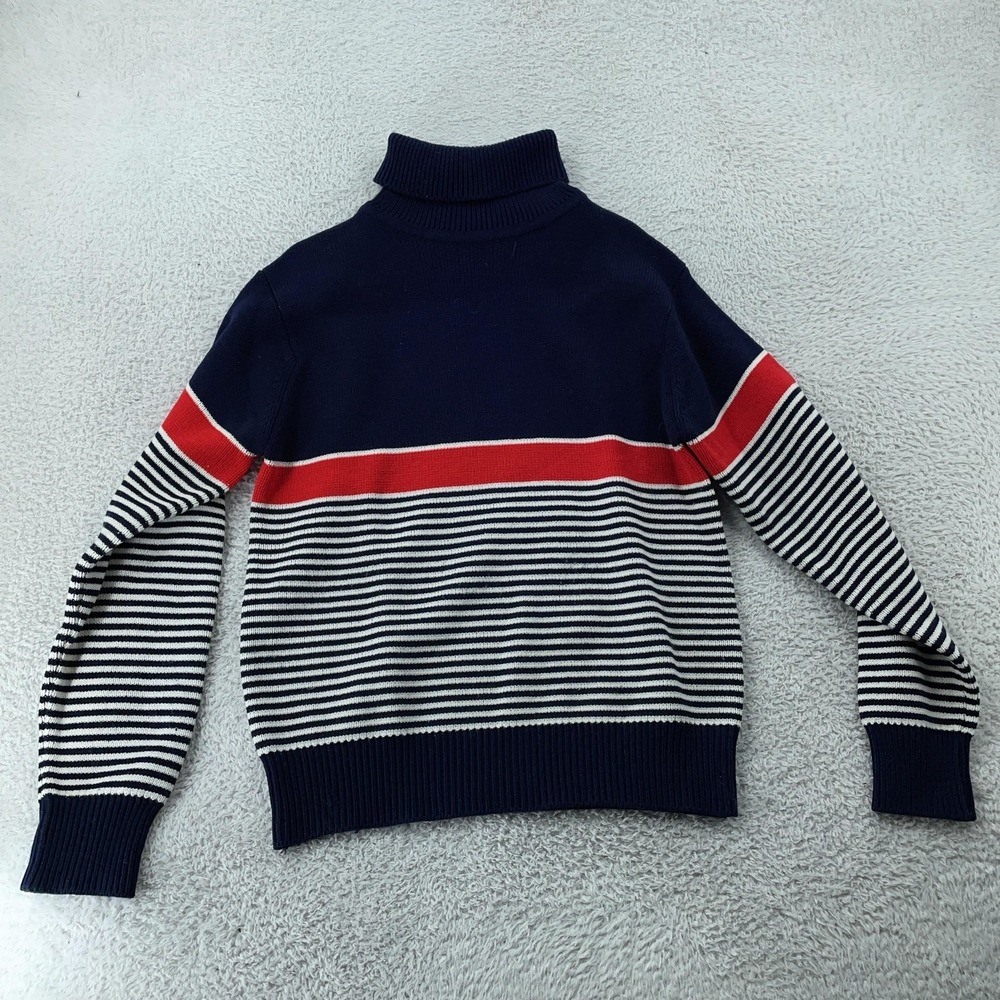 Vtg McGregor Striped Turtleneck‎ Sweater XS Navy Red White Knit Pullover Breton